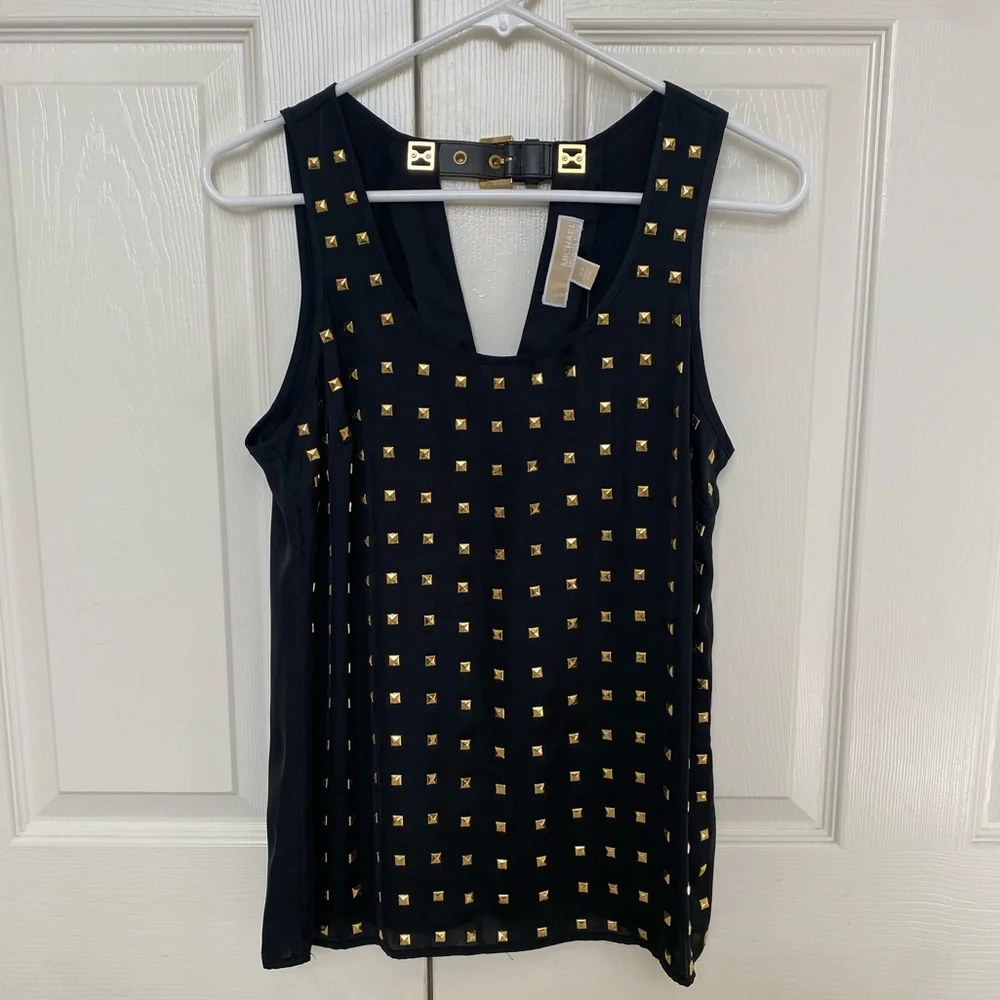 NWT Michael Kors Black Tank with Gold Studs